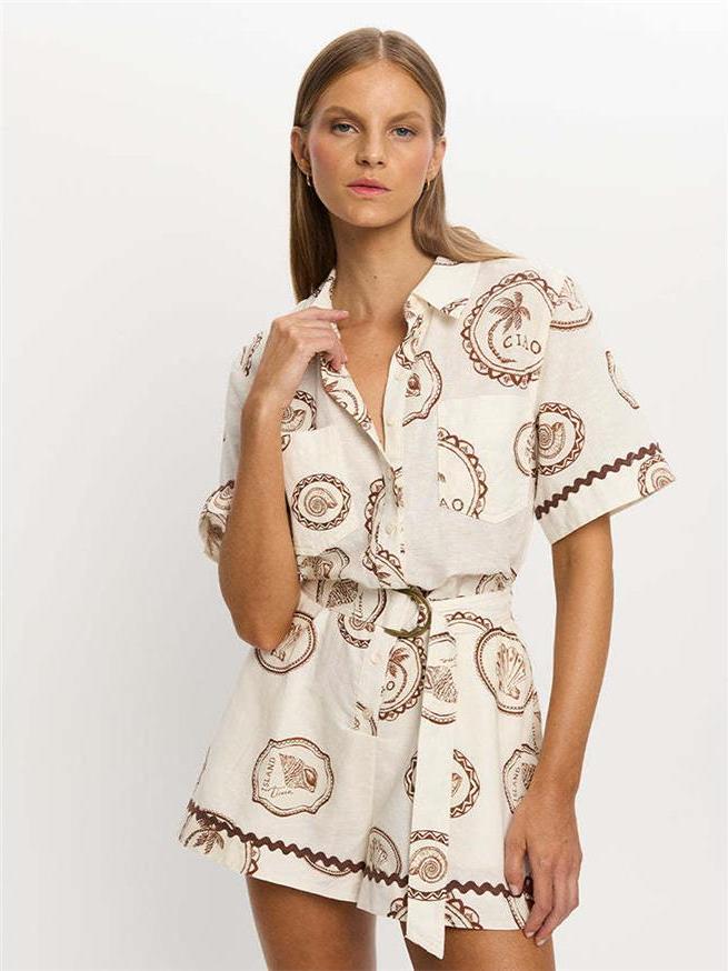 Gaun kemeja linen bermotif bun - Linen Dress Wrap ulasan dan harga